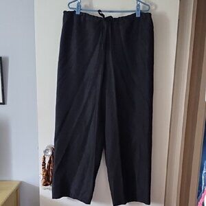 Bon Handcrafted In NZ Black Silk Pull On Wide Leg Elasticized Tie Waist Pants